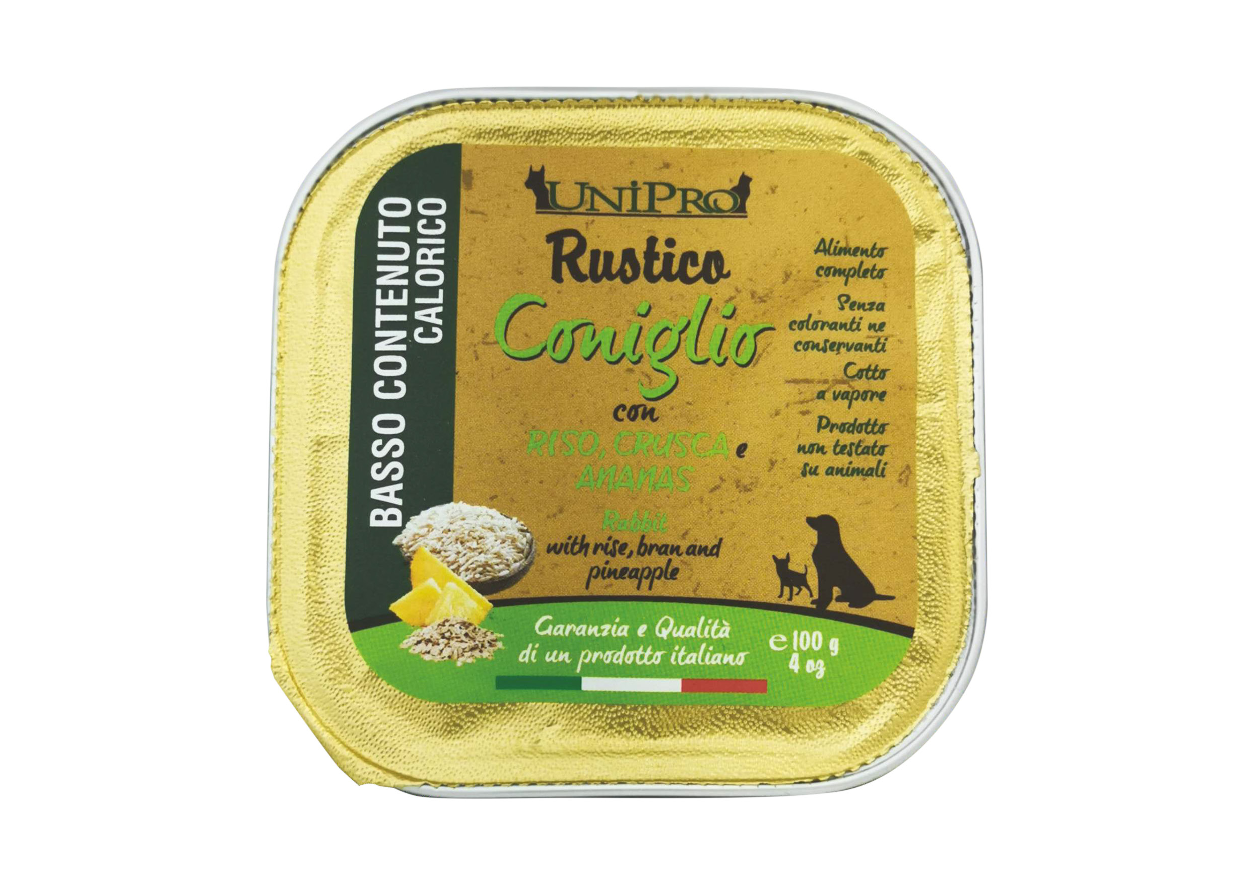 UniPro Rustico karma dla psa niskokaloryczna, light , dla otyłych 100g królik z ryżem, otrębami i ananasem - UniPro zdjęcie 1