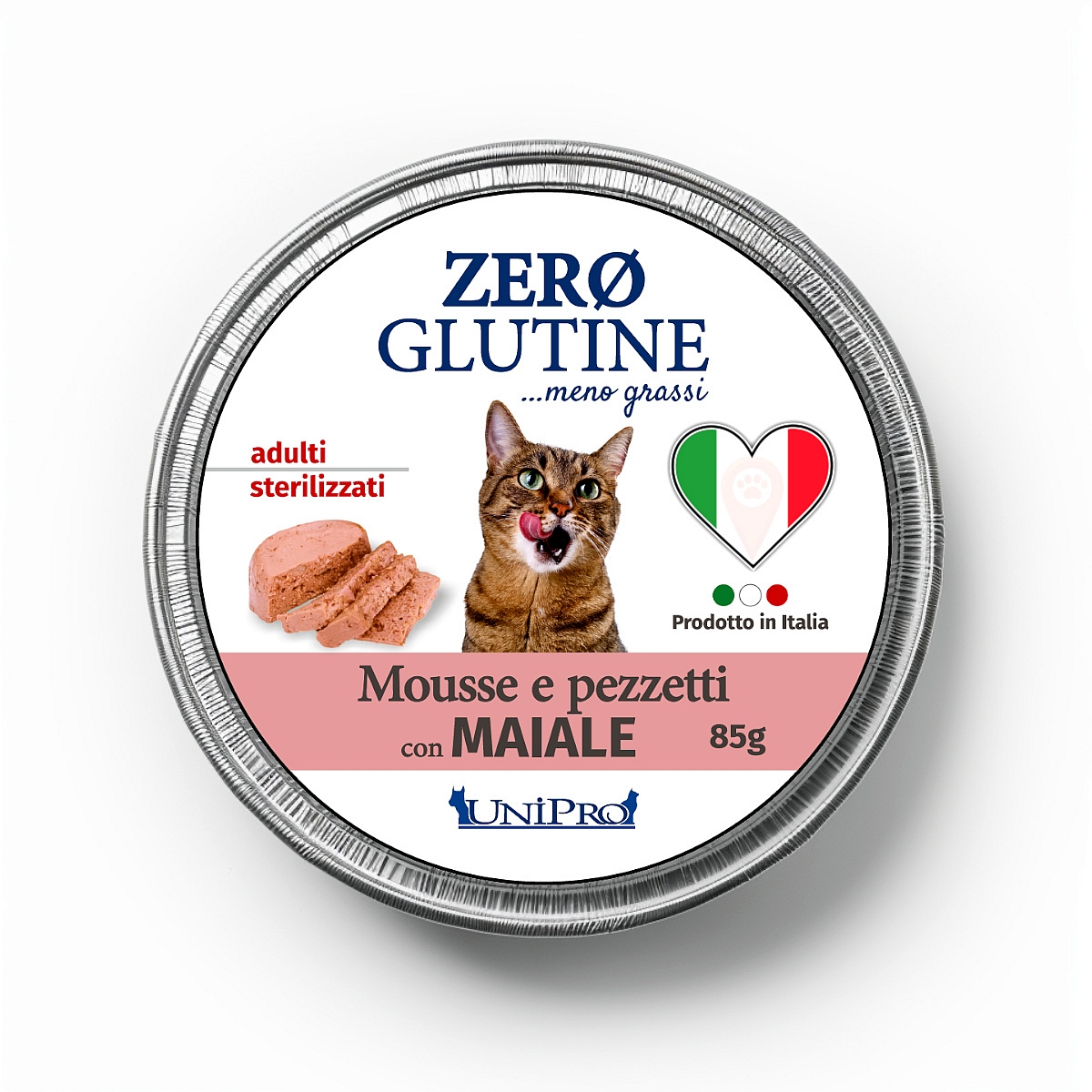 UniPro Unicamente Glutine Zero - bezglutenowa karma dla kota sterylizowanego 85g kawałki wieprzowiny w musie - UniPro zdjęcie 1