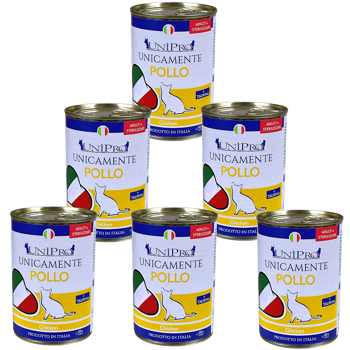 UniPro Unicamente karma dla kota sterylizowanego, monoproteinowa, monobiałkowa 400g kurczak - 100% mięsa, bez podrobów, dla alergików ZESTAW 6*400g - UniPro zdjęcie 1