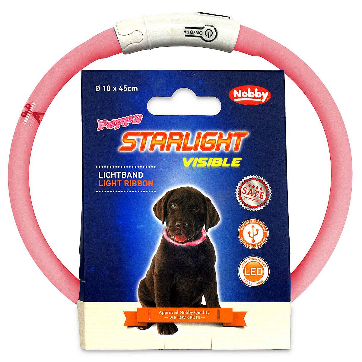 Obroża świecąca dla psa Led light rope Puppy Nobby Ø10mm x 45cm różowa - Nobby zdjęcie 1