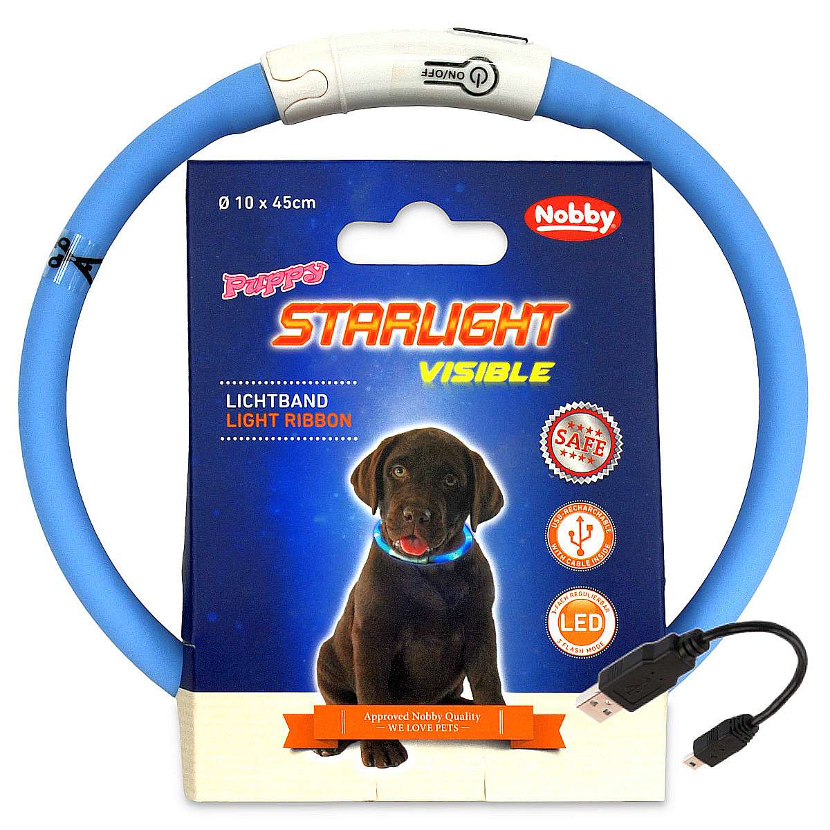 Obroża świecąca dla psa Led light rope Puppy Nobby Ø10mm x 45cm niebieska - Nobby zdjęcie 1