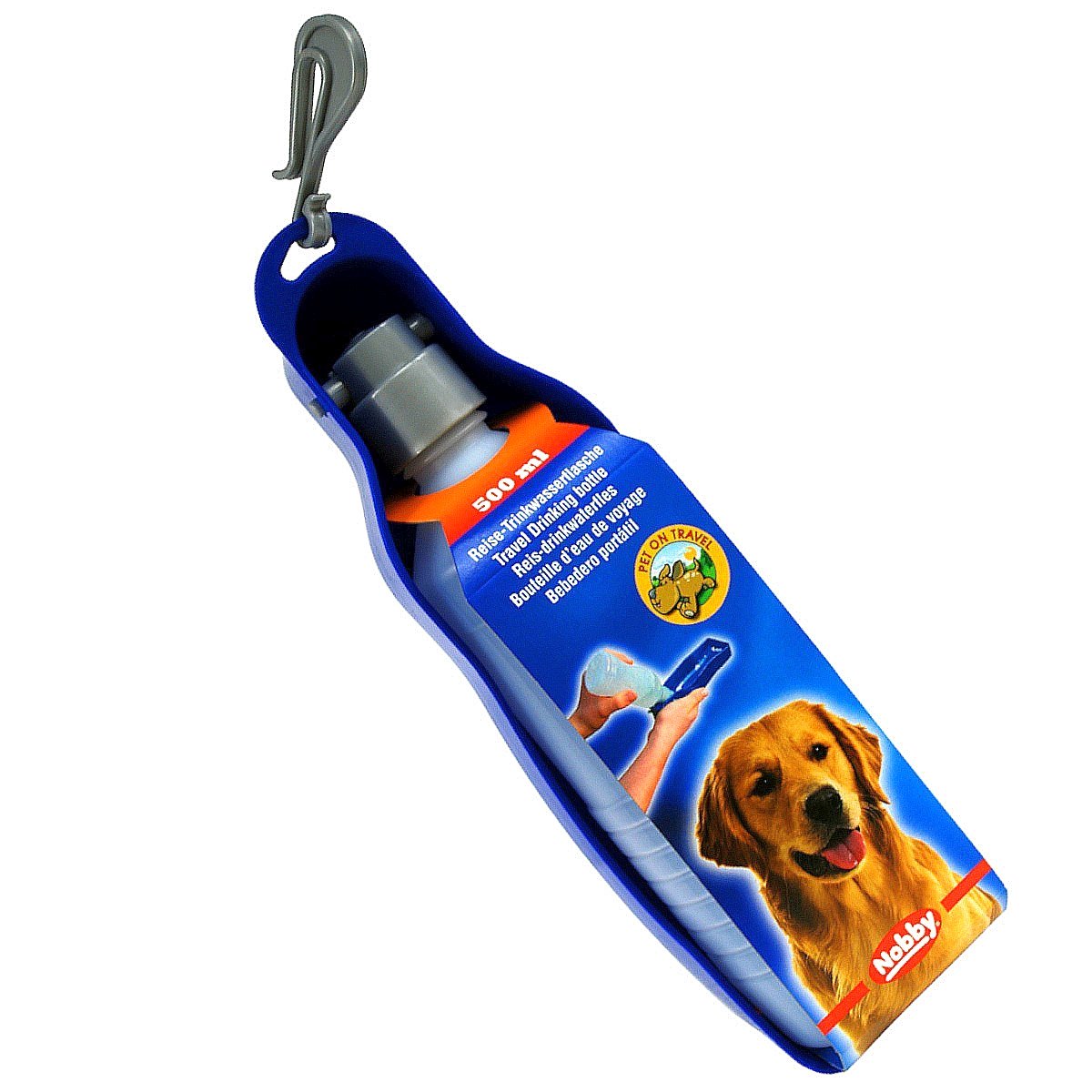 Butelka podróżna na wodę dla psa Nobby 250ml, 19cm z haczykiem - Nobby zdjęcie 1