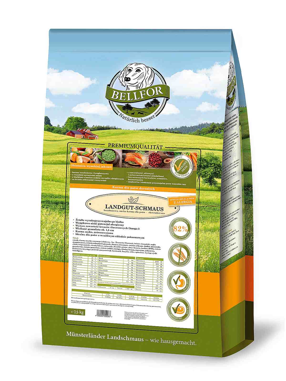 Karma sucha Bellfor Landgut Schmaus 7,5kg " Uczta z zagrody " - bezzbożowa / ekstrudowana / 82%  białka z insektów / hypoalergiczna - Bellfor zdjęcie 1