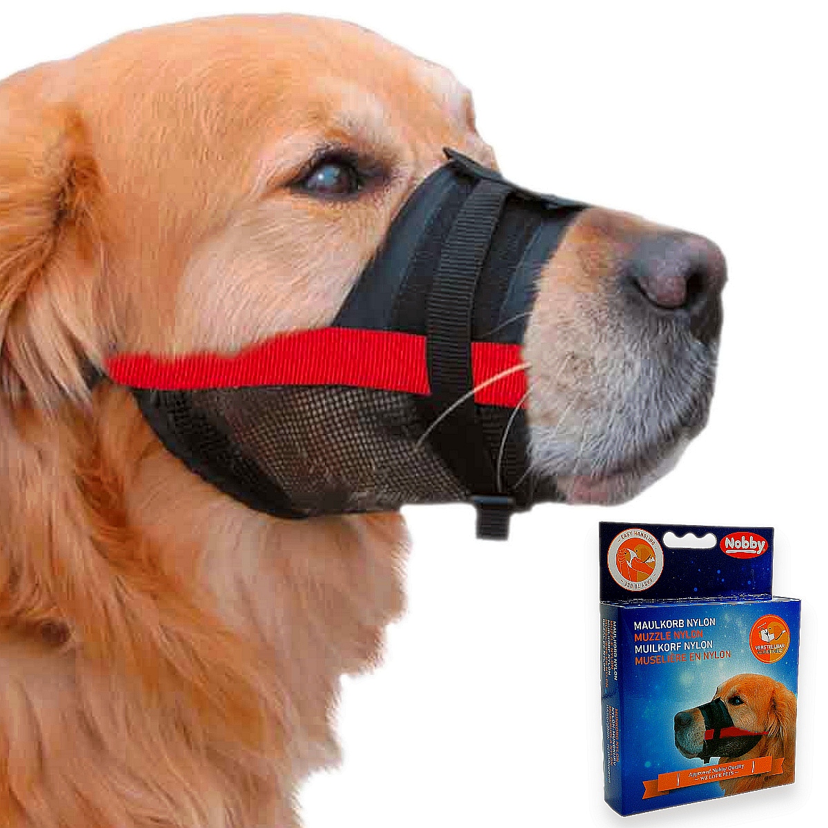 Muzzle adjustable Nobby - nylonowy kaganiec dla psa 1; 15-20 cm czerwony - Nobby zdjęcie 1