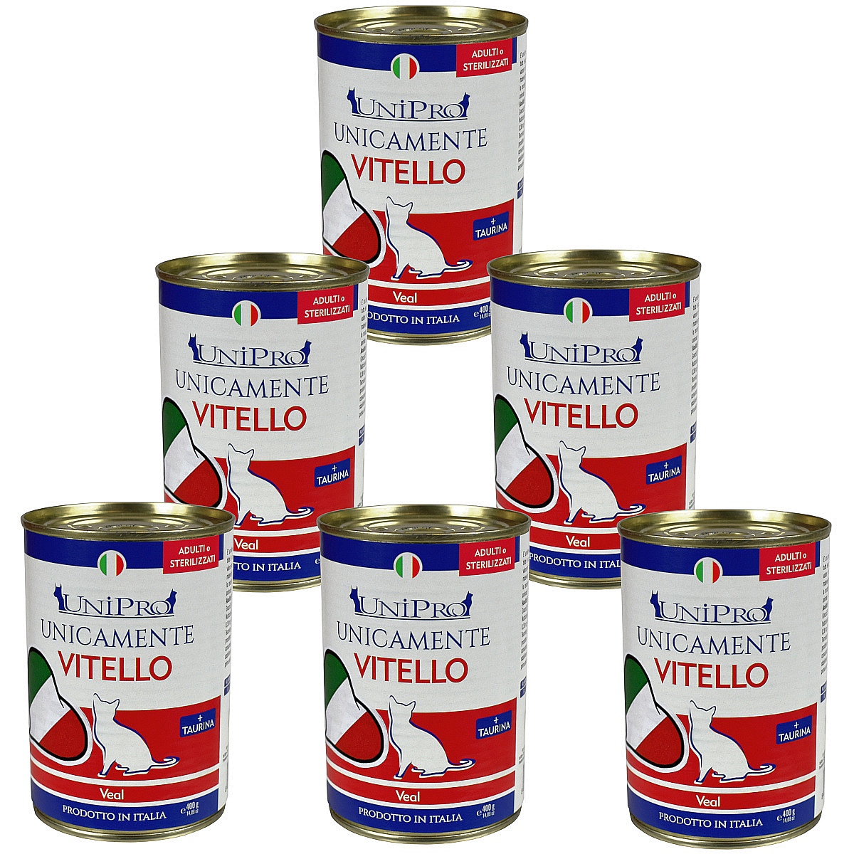 UniPro Unicamente karma dla kota sterylizowanego, monoproteinowa, monobiałkowa 400g cielęcina - 100% mięsa, bez podrobów, dla alergików ZESTAW 6*400g - UniPro zdjęcie 1