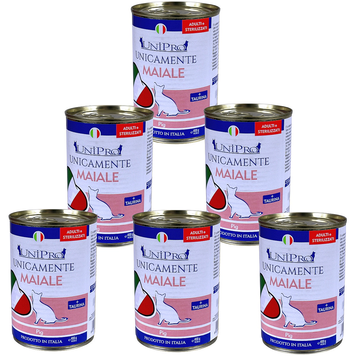 UniPro Unicamente karma dla kota sterylizowanego, monoproteinowa, monobiałkowa 400g wieprzowina - 100% mięsa, bez podrobów, dla alergików ZESTAW 6*400g - UniPro zdjęcie 1