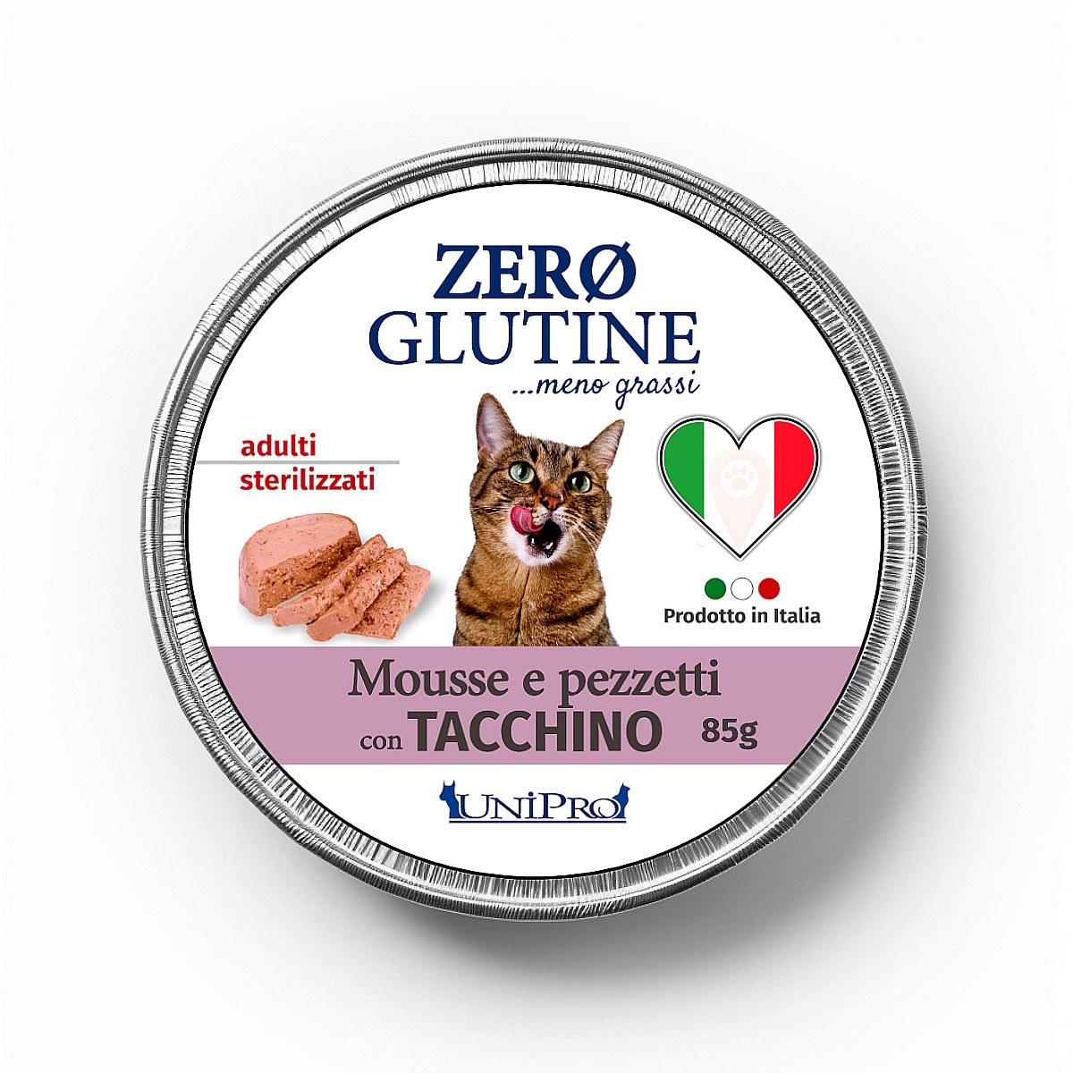 UniPro Unicamente Glutine Zero - bezglutenowa karma dla kota sterylizowanego 85g kawałki indyka w musie - UniPro zdjęcie 1