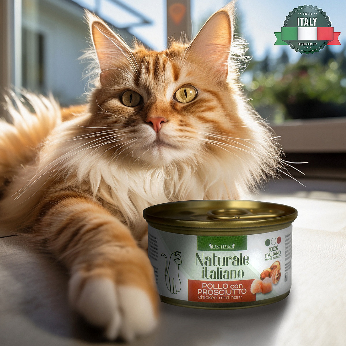 UniPro Unicamente Naturale Italiano karma dla kota 85g kurczak z prosciutto (szynka) w sosie własnym - UniPro zdjęcie 1