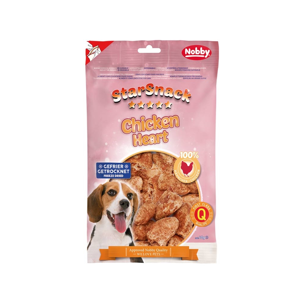 Przysmak dla psa Starsnack Chicken Heart Nobby 40g - serca z kurczaka 100% liofilizowane - Nobby zdjęcie 1