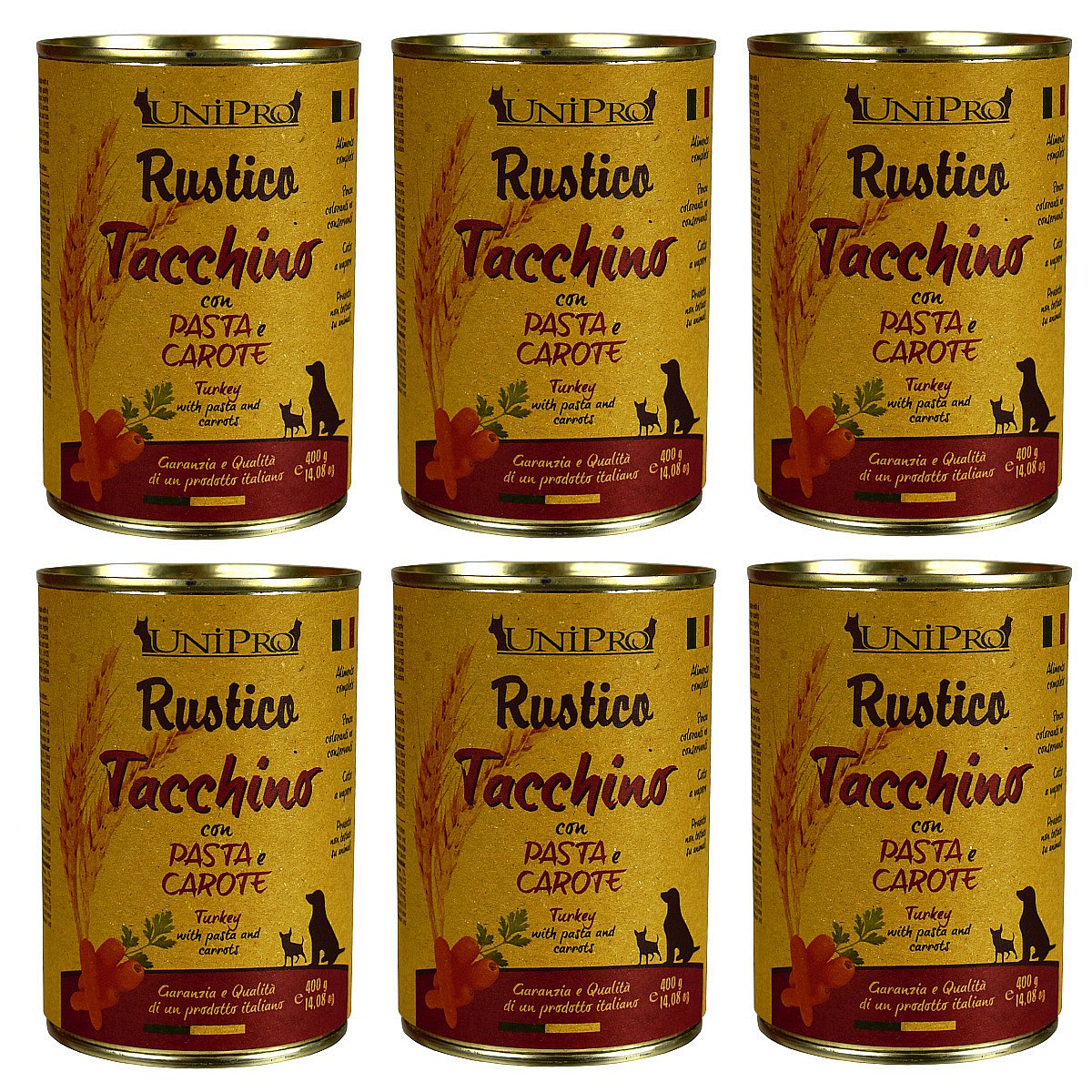 UniPro Rustico karma dla psa 400g indyk z makaronem i marchewką ZESTAW 6*400g - UniPro zdjęcie 1
