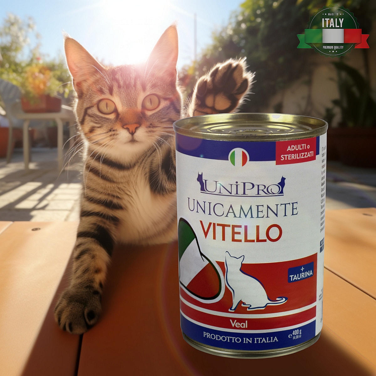 UniPro Unicamente karma dla kota sterylizowanego, monoproteinowa, monobiałkowa 400g cielęcina - 100% mięsa, bez podrobów, dla alergików - UniPro zdjęcie 1