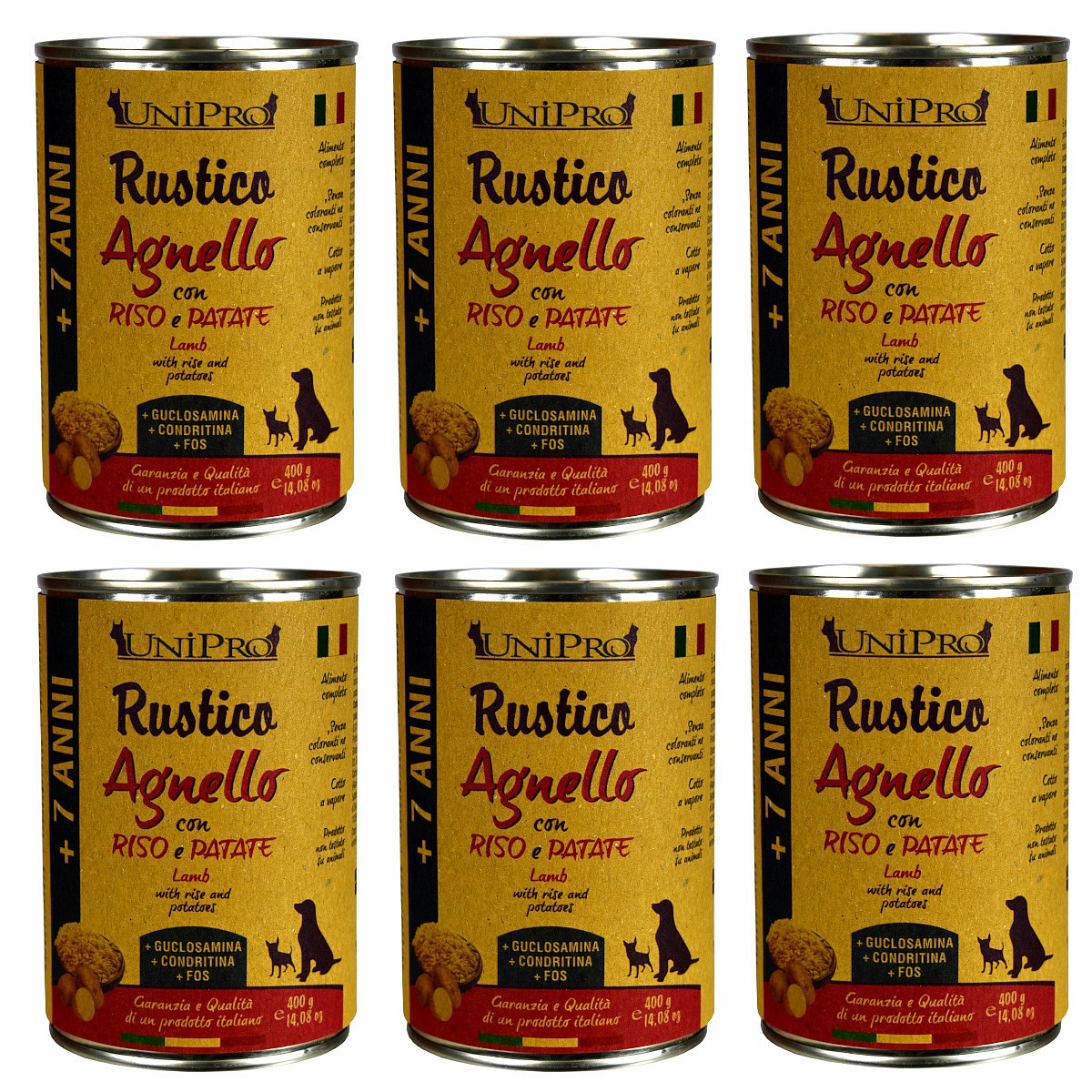 UniPro Rustico karma dla psa starszego, seniora, +7 400g jagnięcina z ryżem i ziemniakami ZESTAW 6*400g - UniPro zdjęcie 1