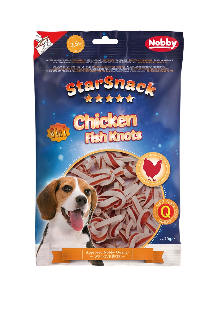 Przysmak dla psa Starsnack Chicken fish knots Nobby 70g - z rybą i kurczakiem - Nobby zdjęcie 1