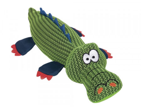 Pluszowa zabawka dla psa Nobby mesh animal Crocodile with crackle feet 45cm - krokodyl nylonowa oraz siatkowa tkanina/mesh z piszczałka i szeleszczącymi elementami - Nobby zdjęcie 1