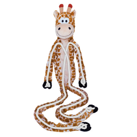 Pluszowa zabawka dla psa Nobby plush animal LONG Giraffe 113cm -długa, pluszowa żyrafa wypełniona sznurem z piszczałką i trzeszczącymi elementami - Nobby zdjęcie 2