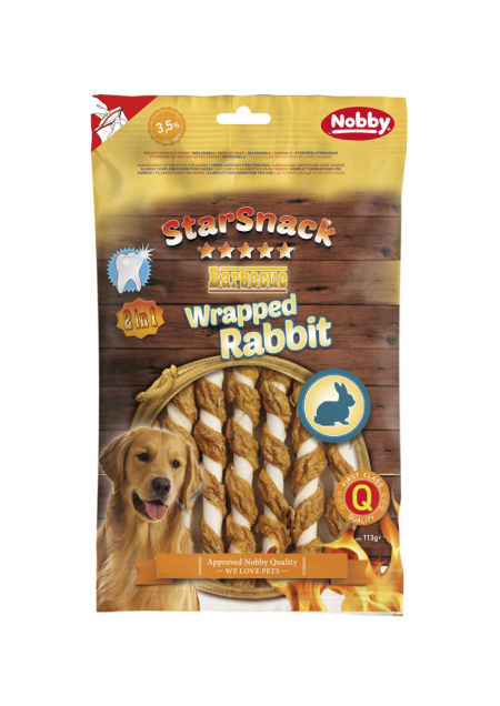 Przysmak dla psa Starsnack Wrapped Rabbit Nobby 113g - pałeczki z królikiem - Nobby zdjęcie 1