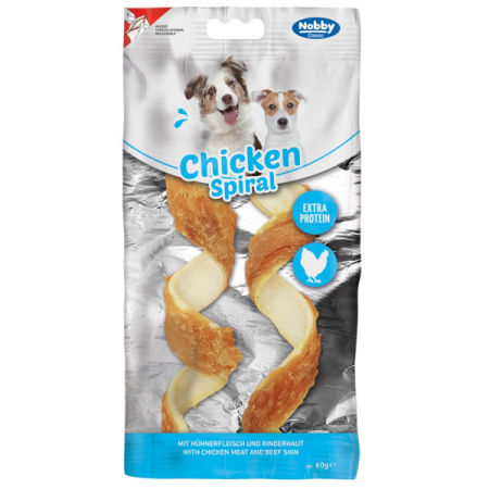 Przysmak dla psa Nobby StarSnack Classic Chicken Spiral 18cm/2szt 60g - spirale ze skóry wołowej z kurczakiem extra protein - Nobby zdjęcie 1