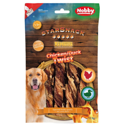 Przysmak dla psa Starsnack Chicken Duck Twist 113g Nobby - mięsne skręcane paluszki z kaczką i kurczakiem - Nobby zdjęcie 2