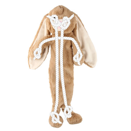 Pluszowa zabawka dla psa Nobby plush rabbit with rope inside 54cm -pluszowy królik wypełniony sznurem bez piszczałki - Nobby zdjęcie 2