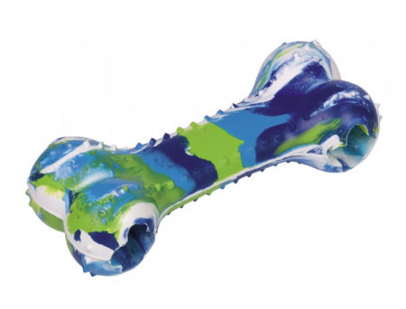 Zabawka dla psa Nobby Rubber Line Toy Bone 18cm - gumowa kość kamuflaż z otworami na przysmak - Nobby zdjęcie 1