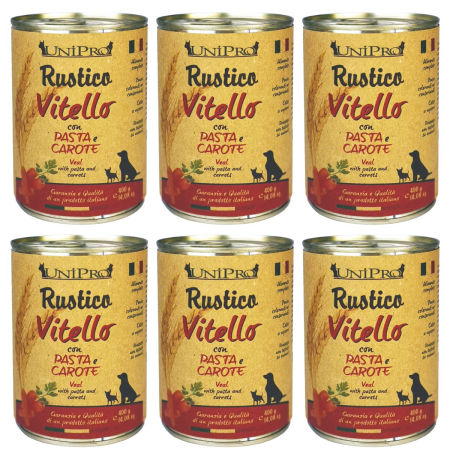 UniPro Rustico karma dla psa 400g cielęcina z makaronem i marchewką ZESTAW 6*400g - UniPro zdjęcie 1
