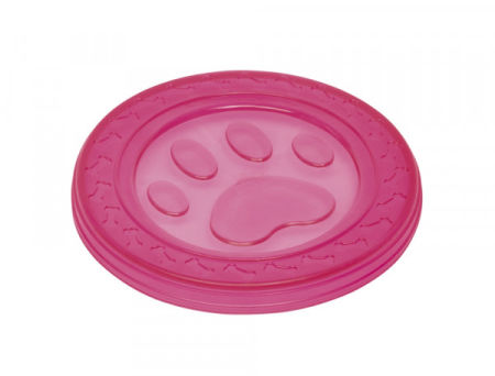 Zabawka z gumy termoplastycznej dla psa Nobby TPR Fly Disc "Paw" Ø22cm-różowy, latający, pływający dysk - Nobby zdjęcie 1
