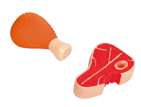 Lateksowa zabawka dla psa Nobby Barbecue 13,5-15cm - pachnące udko i stek (pieczony kurczak lub bekon) - Nobby zdjęcie 2