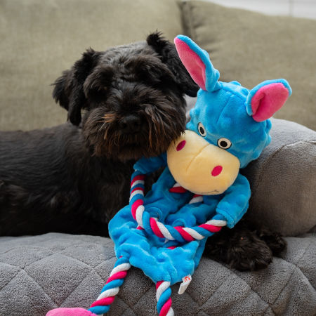 Pluszowa zabawka dla psa Nobby plush animal with rope inside Donkey 47cm -pluszowy osioł z liną w środku i na zewnątrz oraz piszczałką - Nobby zdjęcie 3