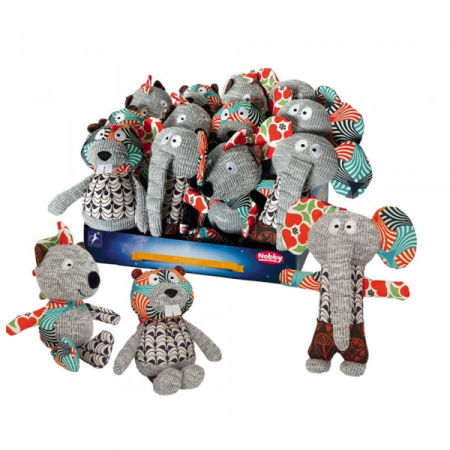 Pluszowa zabawka dla psa Nobby Display plush animals Patchwork 23-25cm - pluszowe zwierzęta z piszczałką - Nobby zdjęcie 1