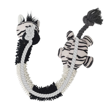 Pluszowa zabawka dla psa Nobby plush animal with rope inside Zebra 61cm -pluszowa zebra wypełniona sznurem obszytym mikrofibrą z piszczałką  - Nobby zdjęcie 2