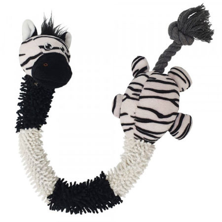 Pluszowa zabawka dla psa Nobby plush animal with rope inside Zebra 61cm -pluszowa zebra wypełniona sznurem obszytym mikrofibrą z piszczałką  - Nobby zdjęcie 1
