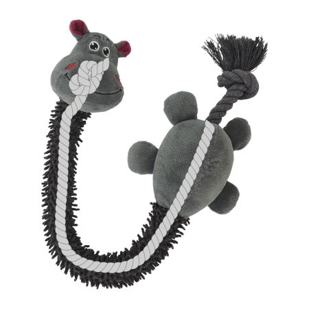 Pluszowa zabawka dla psa Nobby plush animal with rope inside Hippo 61cm -pluszow hipcio wypełniony sznurem obszytym mikrofibrą z piszczałką  - Nobby zdjęcie 2