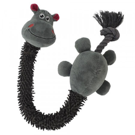 Pluszowa zabawka dla psa Nobby plush animal with rope inside Hippo 61cm -pluszow hipcio wypełniony sznurem obszytym mikrofibrą z piszczałką  - Nobby zdjęcie 1