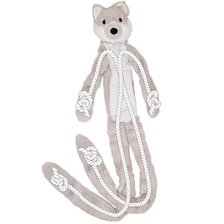 Pluszowa zabawka dla psa Nobby plush animal LONG Wolf 105cm -długa, pluszowy wilk wypełniony sznurem z piszczałką i trzeszczącymi elementami - Nobby zdjęcie 2