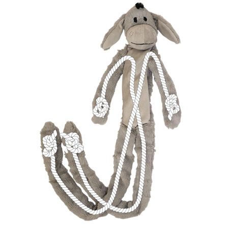 Pluszowa zabawka dla psa Nobby plush animal LONG Donkey 105cm -długa, pluszowy osioł wypełniony sznurem z piszczałką i trzeszczącymi elementami - Nobby zdjęcie 2