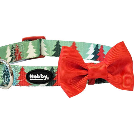 Xmas Nobby Świąteczna nylonowa obroża dla psa Bow Tie 20mm, 34-50cm ze świąteczną muszką - Nobby zdjęcie 2