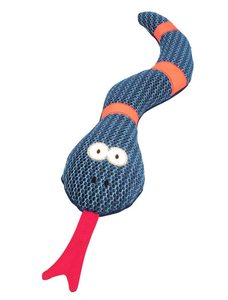 Pluszowa zabawka dla psa Nobby mesh animal Snake 40cm - wąż nylonowa i siatkowa tkanina/mesh z piszczałka i odblaskowymi elementami - Nobby zdjęcie 2