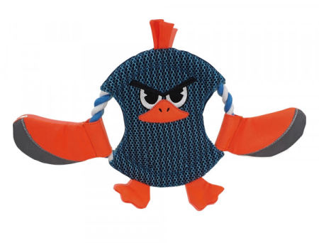 Pluszowa zabawka dla psa Nobby mesh animal Fly Disc Ente Ø 19cm (38cm ze skrzydełkami)- dysk ze sznura, kaczka nylonowa oraz siatkowa tkanina/mesh z szeleszczącymi i odblaskowymi elementami - Nobby zdjęcie 1