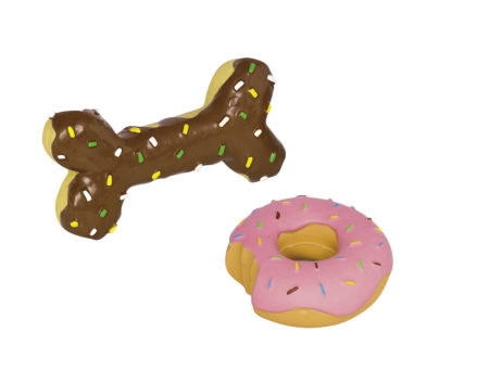 Lateksowa zabawka dla psa Nobby Dessert 10-17cm - pachnący donut i kość czekolada lub truskawka - Nobby zdjęcie 1