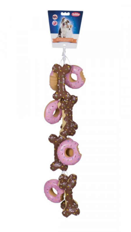 Lateksowa zabawka dla psa Nobby Dessert 10-17cm - pachnący donut i kość czekolada lub truskawka - Nobby zdjęcie 2