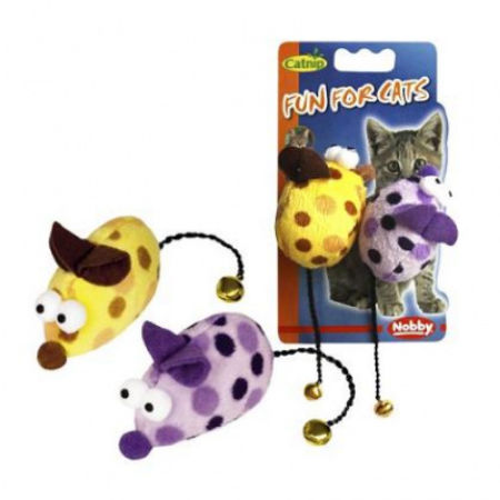 Zabawka dla kota pluszowe myszki z dzwoneczkiem i kocimiętką 2 szt. 6.5 cm Nobby - Nobby zdjęcie 2