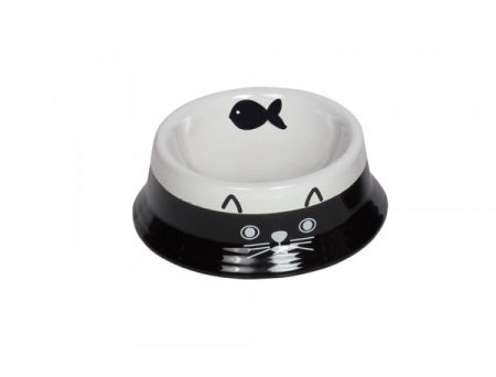Miska ceramiczna Nobby dla kota "Face" biało-czarna 0,14 L  Ø 14x4,8cm - Nobby zdjęcie 1
