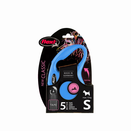 Smycz automatyczna Flexi New Classic S taśma 5m 15kg niebieska - Flexi zdjęcie 2