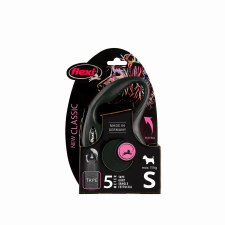Smycz automatyczna Flexi New Classic S taśma 5m 15kg czarna - Flexi zdjęcie 2