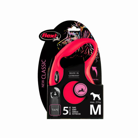 Smycz automatyczna Flexi New Classic M taśma 5m 25kg czerwona - Flexi zdjęcie 2