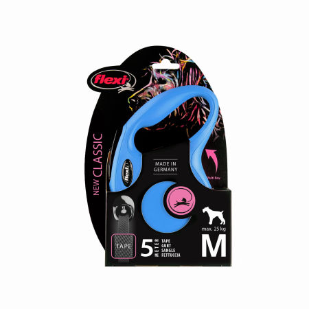 Smycz automatyczna Flexi New Classic M taśma 5m 25kg niebieska - Flexi zdjęcie 2