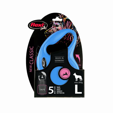 Smycz automatyczna Flexi New Classic L taśma 5m 50kg niebieska - Flexi zdjęcie 2