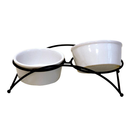 Metalowy stojak z ceramicznymi miskami Nobby "Filo" 2 x (0,30l Ø 12x5,5cm) 26x13,5x7,5 cm - Nobby zdjęcie 2