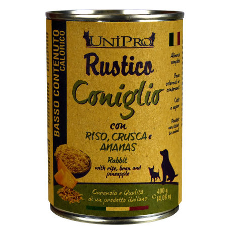 UniPro Rustico karma dla psa niskokaloryczna, light , dla otyłych 400g królik z ryżem, otrębami i ananasem - UniPro zdjęcie 2