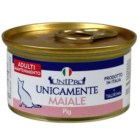 UniPro Unicamente karma dla kota dorosłego monoproteinowa, monobiałkowa 85g wieprzowina - 100% mięsa, bez podrobów, dla alergików - UniPro zdjęcie 1